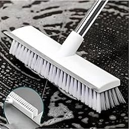 AAHISHAN Multifunctional Bathroom Cleaning Brush with Wiper 2 in 1Tiles Cleaning Brush Floor Scrub Bathroom Brush with Long Handle 120° Rotate Bathroom-image-99