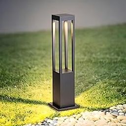 FILLISKA LED Modern Outdoor Bollard Light, Warm White, IP65 Waterproof, Garden Pathway Landscape Lighting (Black Square Bollard-599)-image-22