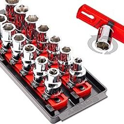 Ernst Manufacturing 8-Inch Socket Boss, 2-Rail Socket Tray, Red - 1/2" Drive-image-69