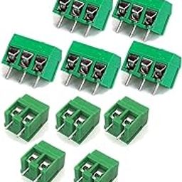 2 Pin 3 Pin Terminal Block Wire Connector Green Pcb Mount Combo Pack Of 10 Pcs 2PIN 5 - Pieces and 3PIN 5 - Pieces-20