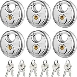 Travate Keyed Alike Disc Padlock, 6PCS Stainless Steel Discus Lock with 2-3/4 in. Wide, 3/8 in. Diameter Shackle, Waterproof Discus Lock for Storage Unit, Sheds, Garages and Fence-11