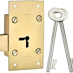 VICTAC 88mm 3.25" Vintage Brass Wardrobe Lock - Kapat Saftey Lock with SS Long Keys, Antique Brass Finish Heavy Duty Cabinet Lock-image-75