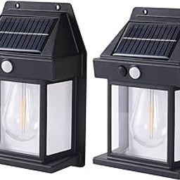 SKYYD Solar Wall Lights Outdoor, Wireless Dusk to Dawn Porch Lights Fixture, Solar Wall Lantern with 3 Modes & Motion Sensor, Waterproof Exterior Lighting with Clear Panel for Entryway Front Door-91