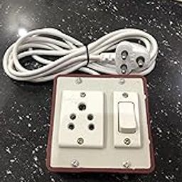 Electric Extension Board with 1Switch, 1 Socket Power Cord, 3.5 Meter White and Maroon-picture-16