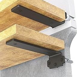 Shelf Brackets, Floating Shelf Bracket 6 Pack 10 Inch, Heavy Duty Shelf Brackets 160 lbs Load Capacity, Metal L Brackets for Shelve with 1/5 Inch Thicked Novel Shape, Brackets for Wood Shelves, Black-picture-21