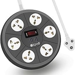 Elove Extension Board with USB - Multiple Sockets and Surge Protection, 1000 Watt Power Converter with USB Charger 6AC Socket + 2USB Ports,10 Meter Cord Length for Home, Office and Appliances (Grey)-image-7