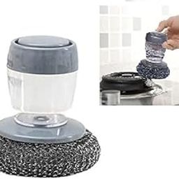 LAKSHMINARAYAN SALES Wok Scrubber Brush,Cleaning Brush Stainless Steel Scrubber with Liquid soap Dispenser, Pot Pan Sink Scrubbing Tool (Wok Scrubber brush-1pcs)-image-67
