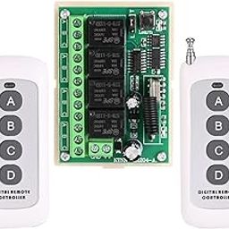 433Mhz Wireless Switch DC12V 4CH Relay Receiver Module + 4botton RF Remote Control 433Mhz Transmitter for Garage Car Gate, Blue-23