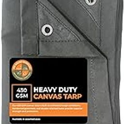 DDRS Heavy Duty 430 GSM Canvas Tarp | Commercial Water Resistant Green Canvas Tirpal/Tarps with Grommets | Multipurpose Outdoor Tarpaulin for Camping, Canopy, Trailer, Equipment Cover | 12' X 24'-picture-1