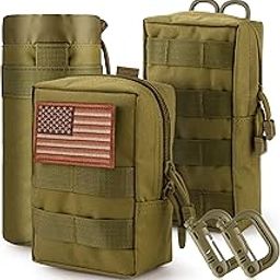 bvya 3 Pack Molle Pouches Combo Water Bottle Pouch Holder Tactical Molle Pouches Compact Utility EDC Waist Packs-image-58