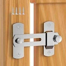 siddhmurti Barn Door Lock,180 Degree Sliding Barn Door Latch, 304 Stainless Steel Gate Latch Hardware, Anti-Theft Lock, Barn Door Latches for Barn, Garden, Bathroom, Outdoor, Garage, Window, Door-19