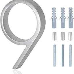 Floating House Numbers, 5 Inch Modern House Numbers, DIY Address Numbers with Screws for Outside, Rust Free Zinc Alloy, Silver Number 9-image-83