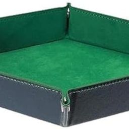 UJEAVETTE Toy 3xDice Tray Foldable Leather Storage Box Desktop Storage Holder Green Game Pieces, Parts-image-93