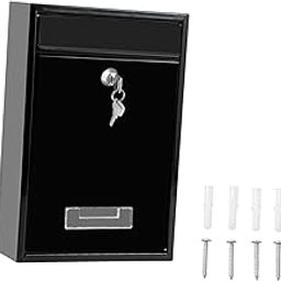 THE STYLE SUTRA Wall Mounted Mailbox Lockable with 2 Keys Metal Postbox for Door Office Home Black-14