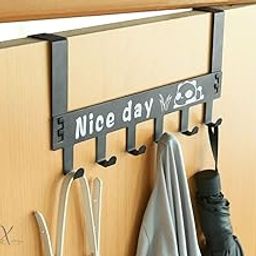 Xariya Door Hangers for Clothes, Cloth Hanger for Door, Over Door Hook Hanger for Clothes, Without Drilling Door Hook, Door Hanging Hook (Colour- Black) | Pack of (2)-28