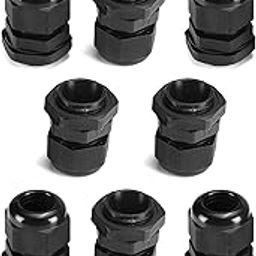 Jutagoss Cable Gland Locknut for 6-12mm Dia Wire Plastic Waterproof Adjustable Cable Glands Joints M20x1.5 Black 8 PCS-image-76