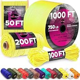 TECEUM Paracord 750 Yellow 100 ft nw - Nylon Core-image-44