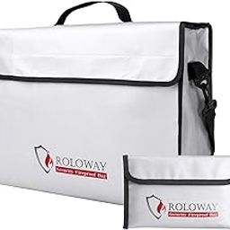 ROLOWAY Fireproof Document & Money Bags, Large Fireproof & Water Resistant Bag (16 x 12 x 5 inches), Fireproof Folder Safe Bag for Cash, Valuables & Passport, with Silicone Coating & Zipper Closure-picture-21