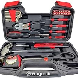 Buyohlic's 39 Piece General Household Hand Tool Kit Starter Set with Plastic Toolbox-image-48