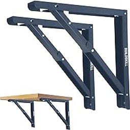 Buildskill 24" Folding Shelf Bracket, 1.2mm Heavy-Duty Folding Table Bracket, Corrosion Resistant & Space-Saving Design, Brackets for Wall Shelves & Workstations, Home & Office Use (DAGrey) (Set of 2)-11