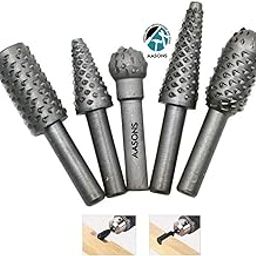 AASONS Drill Bits Set Wood Burr Carving File Rasp Drill Bit of 1/4" / 6.35mm Shank Tool Power Tools Woodworking Chisel Shaped Rotating Embossed Grinding Head 5pcs/set-image-97