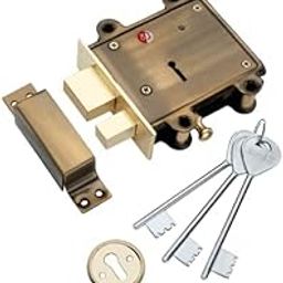 DOOR EYE Brass Antique Finish | HUDKA Main Door Lock with 3 Keys | Heavy King , Best Suitable for Doors and Can Be Operated from Both Sides of Door,Iron Hudka 2 in 1, Beige, Brass;Metal-image-85