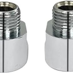Brass CP Adapter Thread (1)15mm (1/2”), Inner Thread (2)10mm (3/8”), Outer with Chrome Plated Pack of 2 - secure and leak-free connection between pipes or fittings-10