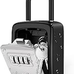 Key Lock Box, Wall Mounted Key Safe Box, 4 Digit Combination Key Storage Lock Box, 5 Keys Capacity Lockbox with Removable Shackle for Indoor Outdoor (R Lock Hook)-9