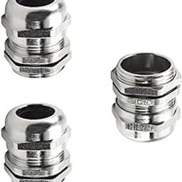 Heyiarbeit 3Pcs M25x1.5 Cable Gland Nickel Plating on Copper Waterproof Cable Glands Joints Adjustable Connector for Machinery Control Boxes Silver-picture-8