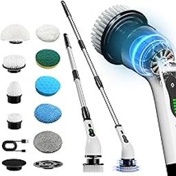 IAGREEA 9 in1 Electric Scrubber Brush for Cleaning Bathroom, Cordless Cleaning Brush with 9 Replaceable Brushes and Adjustable Extension Handle, Rechargeable Power Scrubber for Tile, Glass, Carpet-image-62