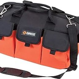 Groz Durable, Extra Large Nylon Tool Bag for Mechanics, Plumbers, Electricians, Homeowners, DIYers | 18” × 11” × 12” | Maximum Capacity: 60 Kgs | Compact, Portable, Premium, Rugged | NTB/2-5