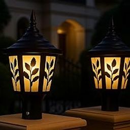 GAUVIK Outdoor Gate Pillar Light Black Pack of 2 – Weatherproof Metal + Glass Post Lamp B22 Holder for Boundary/Garden-image-106