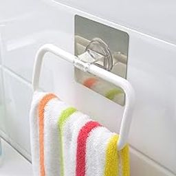 Zollyss Magic Sticker Series Self-Adhesive Plastic Towel Holder Hanger (White) - (Pack of 1)-8