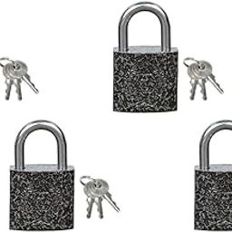 Harrison Luggage Lock C I-0320 Key Padlock with 3 Keys Mild Steel Solid Body Hardened Shackle Suitable for Suitcase Lock, Bag Lock, Bagpack Lock, Small Locks - Grey (Pack of 4)-picture-4