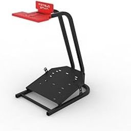 Racing Simulator Stand, Adjustable Gaming Wheel Mount, Black and Red-image-82