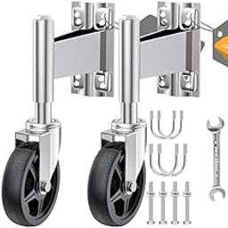 WOOSKY Spring Loaded Tube Gate Casters 4” Heavy Duty Gate Caster Wheels with Hardware for Tube Gates, Metal Gates, Wooden Gates, Fence Gates, Swing Gates, 330 Lbs Load Capacity, Pack of 2-61