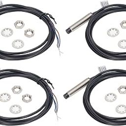 Inductive Proximity Switch, 4 Sets Inductive Proximity Switch 3 Wires Normally Open Sensing Distance 2mm PNP DC NO Proximity Sensor-1