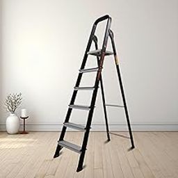 Bonkaso Climb Lite Pro Foldable Aluminium Ladder, Multipurpose Ladder for Home & Office, Anti-Skid Steps, Heavy Duty Platform, 6 Steps, 5 Years Warranty (Black - 191h x 52w Cms)-image-26