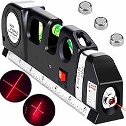DIY Crafts Level Laser Plastic Horizon Vertical Measure Tape Aligner Bubbles Ruler Multifunction Leveler ToolBeam Tool Metric Rulers 8ft/2.5M Picture Hanging cabinets Tile Walls (Multi, 1 Piece)-20