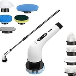 Roboson Electric Spin Scrubber, Cordless Cleaning Brush with 9 Brush Heads, 425 RPM, 90 Mins Runtime, IPX6 Waterproof, Adjustable Length, 3 Speeds, Ideal for Bathroom, Kitchen, Glass, Utensil and Car-image-30