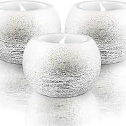 FURORA LIGHTING Flameless LED Candles, Flickering Round LED Candles, Perfect for Wedding Decoration, 2.4" (W) x 1.6" (H), Battery Included, Pack of 3-picture-18