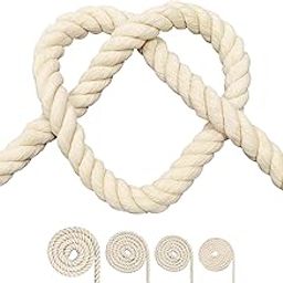Cotton Rope, Black Cotton Cord, 3 Strand Twisted Macrame Cord (Beige, 10mm x 32 Feet)-image-98