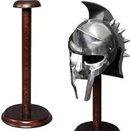 Medieval Warrior 17" Solid Wood Display Stand for Medieval Helmet Roman Viking Helm Round Base-image-27