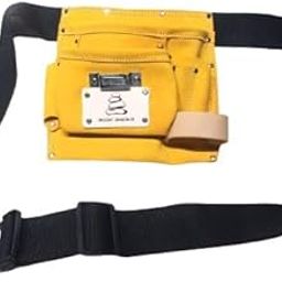 WIDEBROWN Leather Tool Bag/Waist Belt/Holster/Organiser/Holder / | 8 Pockets with 2 Leather Hammer Holder and 1 Tape Holder (Brown, 8.5 x 9 inches) |-picture-16