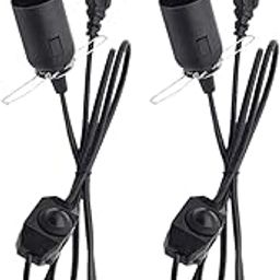 2-Piece EU Plug No Polarity Switch Dimming Cable Light Bulbs Modulator Lamp Dimmer Black-image-27