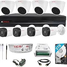 CP PLUS Full HD 8 Channel DVR with 2.4 MP 4 Dome & 4 Bullet Cameras + 2 TB HDD + (3+1) Cable roll + 8 CH Power Supply + BNC & DC Full Combo Kit-31