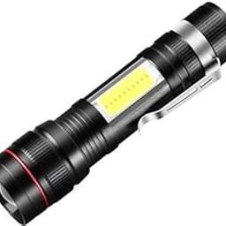 Care 4 CREE T6 LED Rechargeable Flashlight Torch + Cob Light Torch (Black : Rechargeable)-37