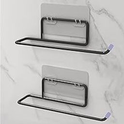 Plantex Self Adhesive GI Steel Toilet Paper Holder Self Adhesive/Toilet Paper Roll Holder/Tissue Paper Roll Holder for Bathroom (Black - Pack of 2)-image-1