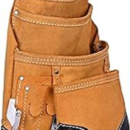 PAHAL Tool Belt Leather Heavy Duty Pouch Apron with Suspender for Men Women Carpenter Electrician Yellow L14 X W10-15