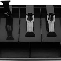 DHAVL ABS Plastic cash drawer organizer tray, cashier drawer box with coin slot, bill counter cash box with 5 Bills 4 Coins for Petty Cash Money Storage Box (1 Pcs)-image-3